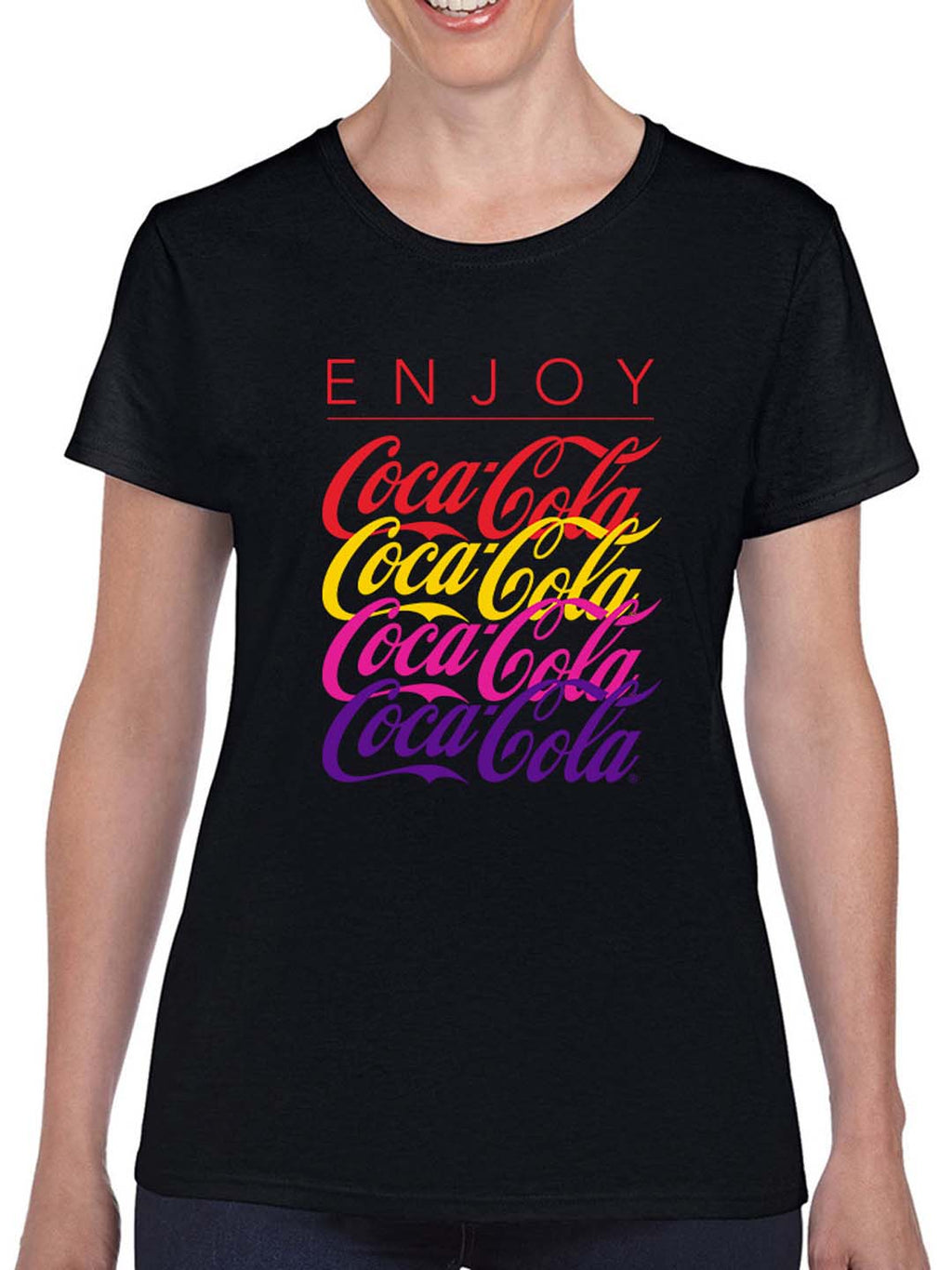 Officially Licensed Coca-Cola Gradient Logo Vibrant Retro Drink Women's T-shirt