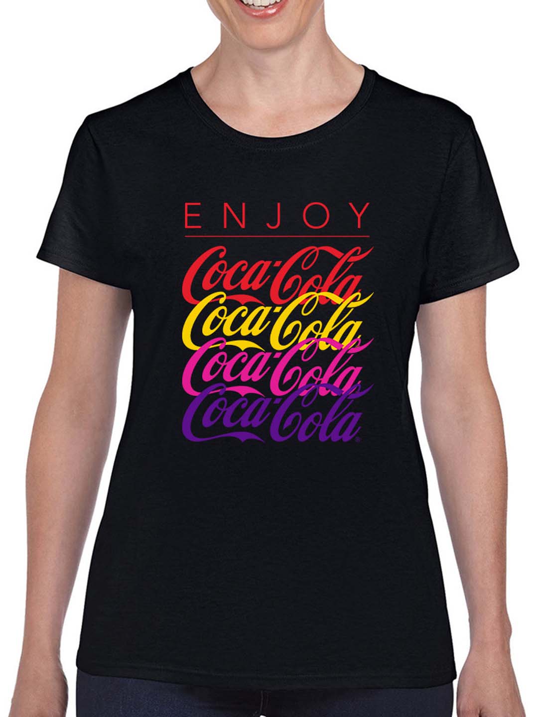 Officially Licensed Coca-Cola Gradient Logo Vibrant Retro Drink Women's T-shirt