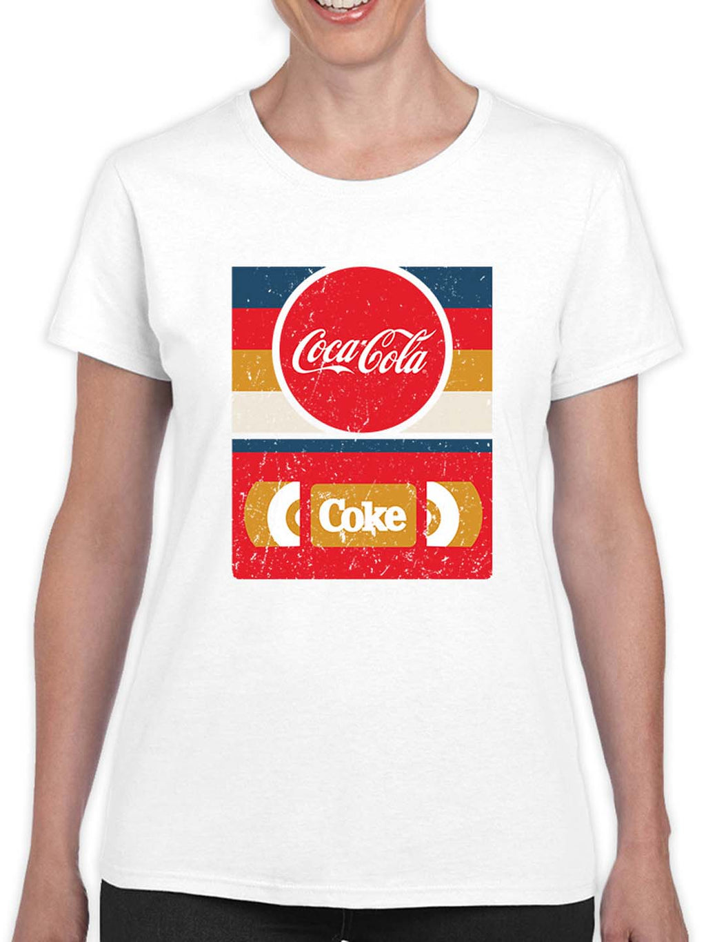 Officially Licensed Coca-Cola Vintage Cassette Tape Logo Retro Women's T-shirt