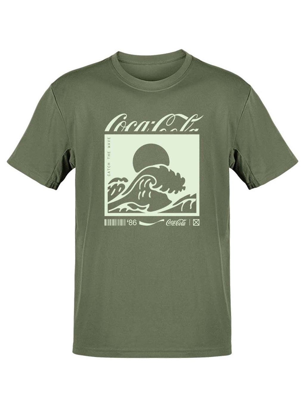 Officially Licensed Coca-Cola Catch the Wave 1986 Coke Graphic Men's T-shirt