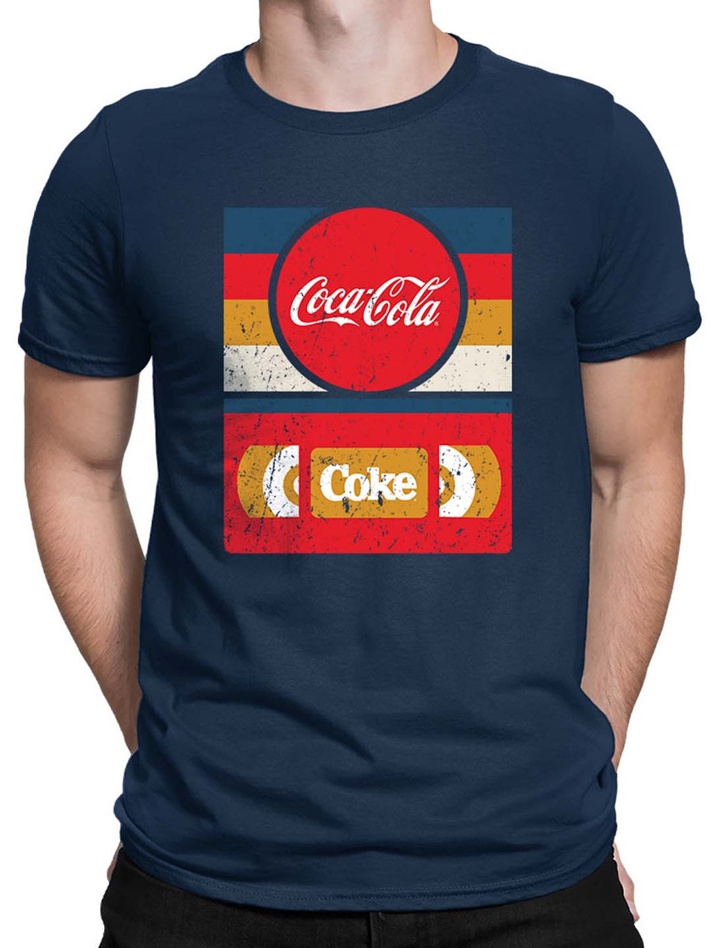 Officially Licensed Coca-Cola Vintage Cassette Tape Logo Retro Men's T-shirt