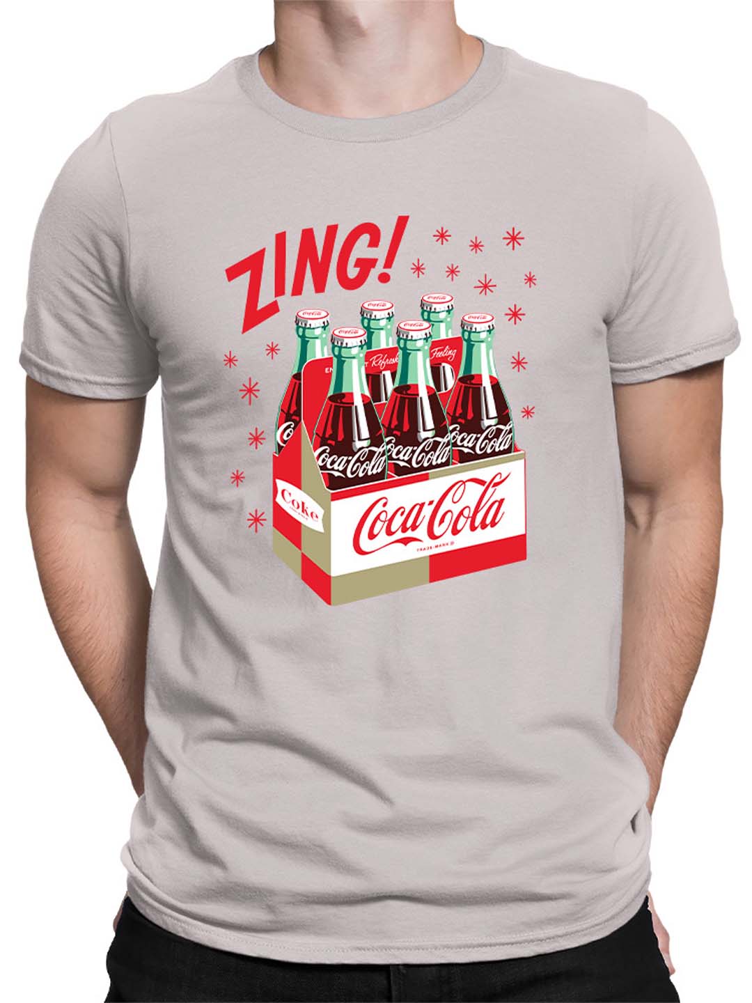 Officially Licensed Coca-Cola Classic Six-Pack Vintage Graphic Art Men's T-shirt