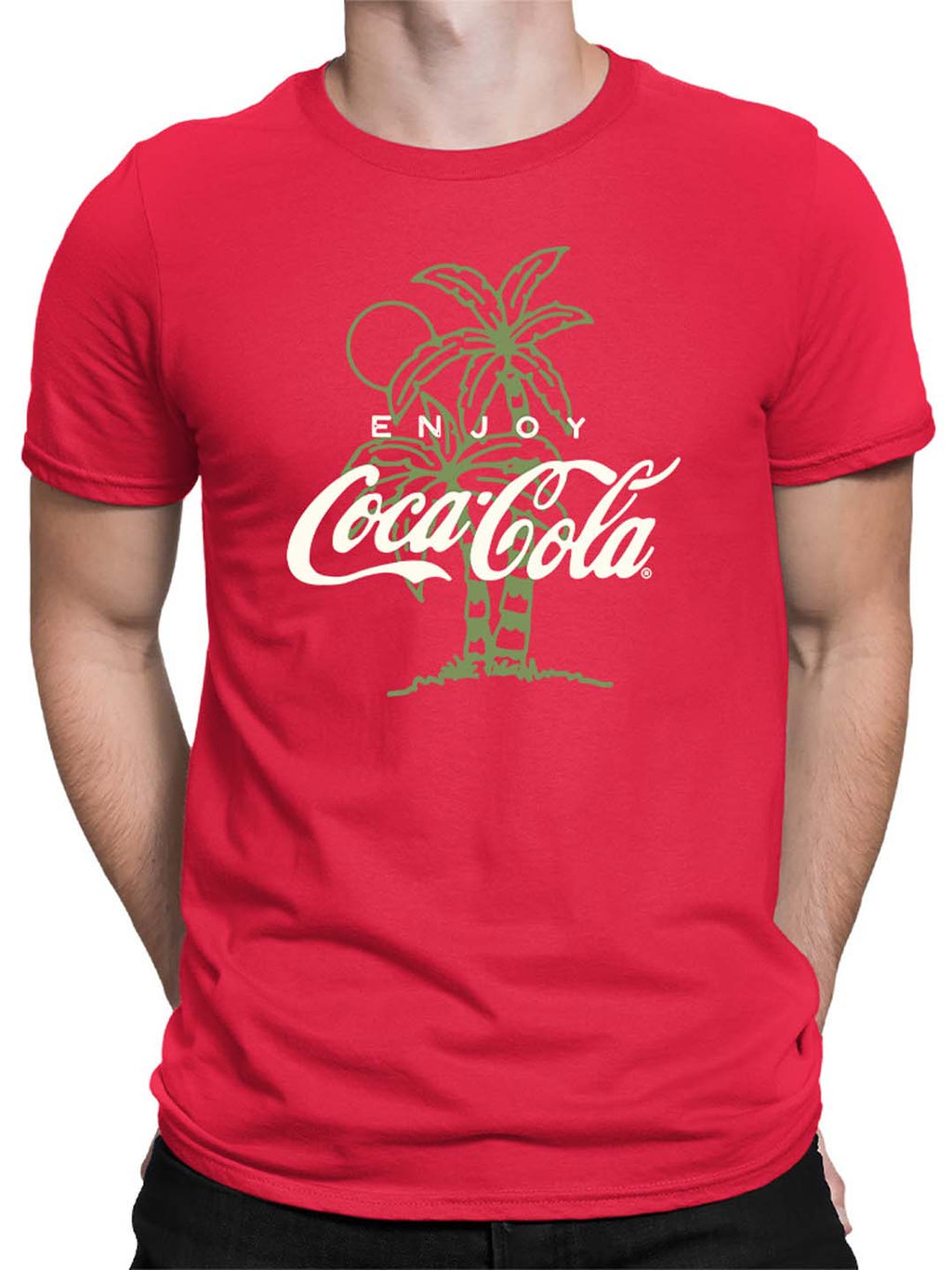 Officially Licensed Coca-Cola Enjoy Tropical Palm Tree Graphic Tee Men's T-shirt