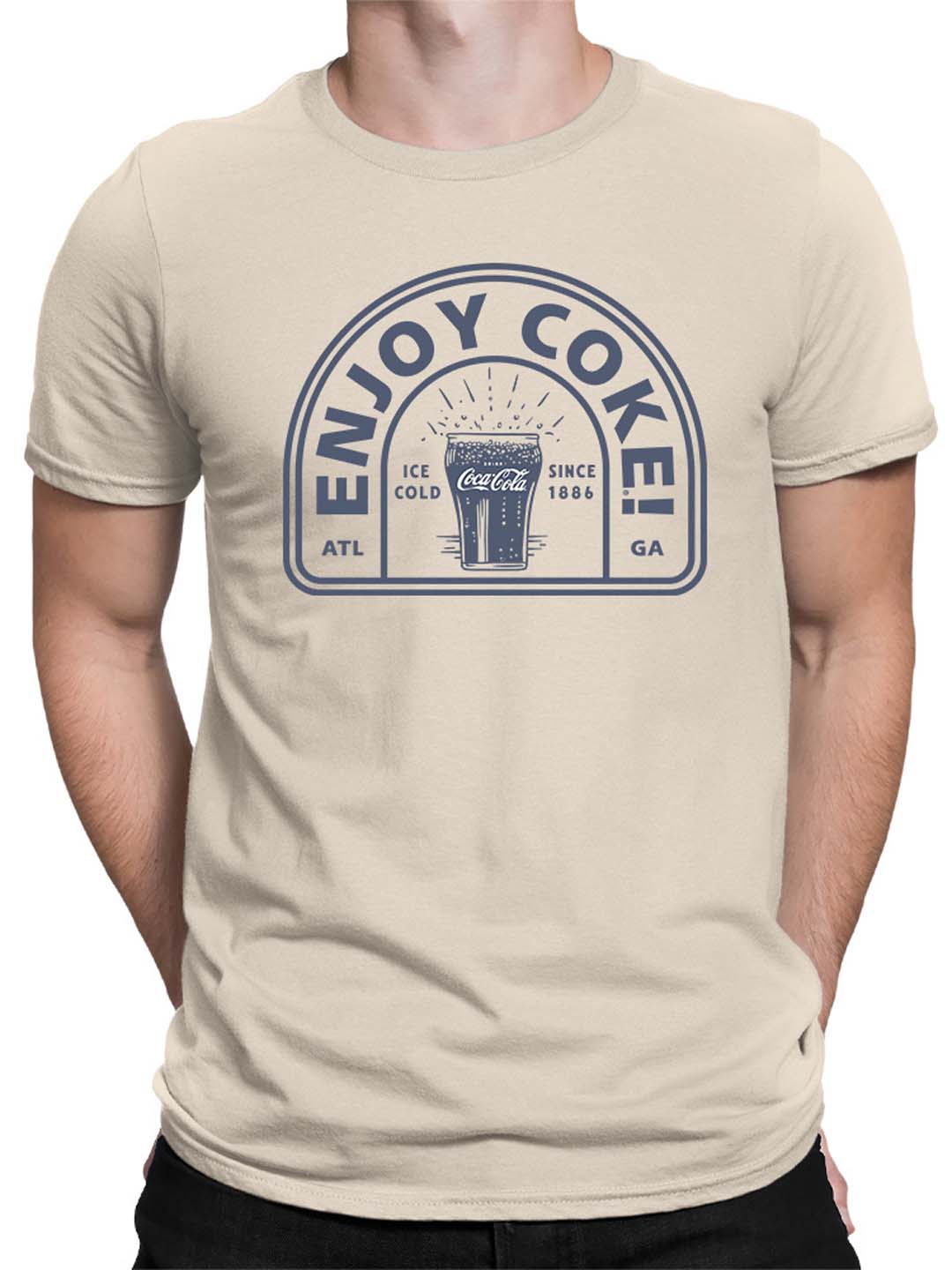 Officially Licensed Coca-Cola Enjoy Coke Retro Ice-Cold Glass Graphic Men's T-shirt