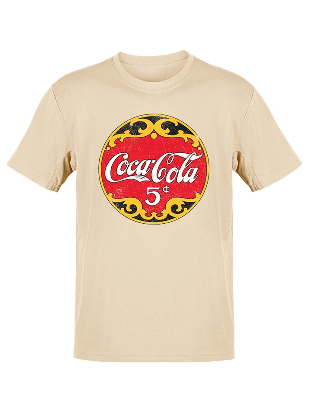 Officially Licensed Coca-Cola 5 Cents Classic Nostalgic Logo Men's T-shirt