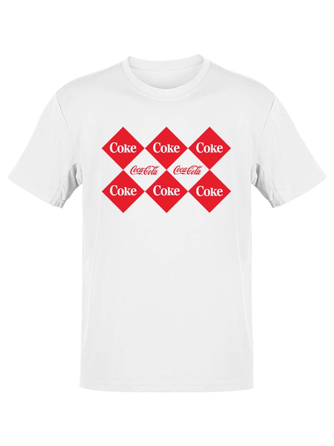 Officially Licensed Coca-Cola Checkerboard Coke Pattern Design Men's T-shirt