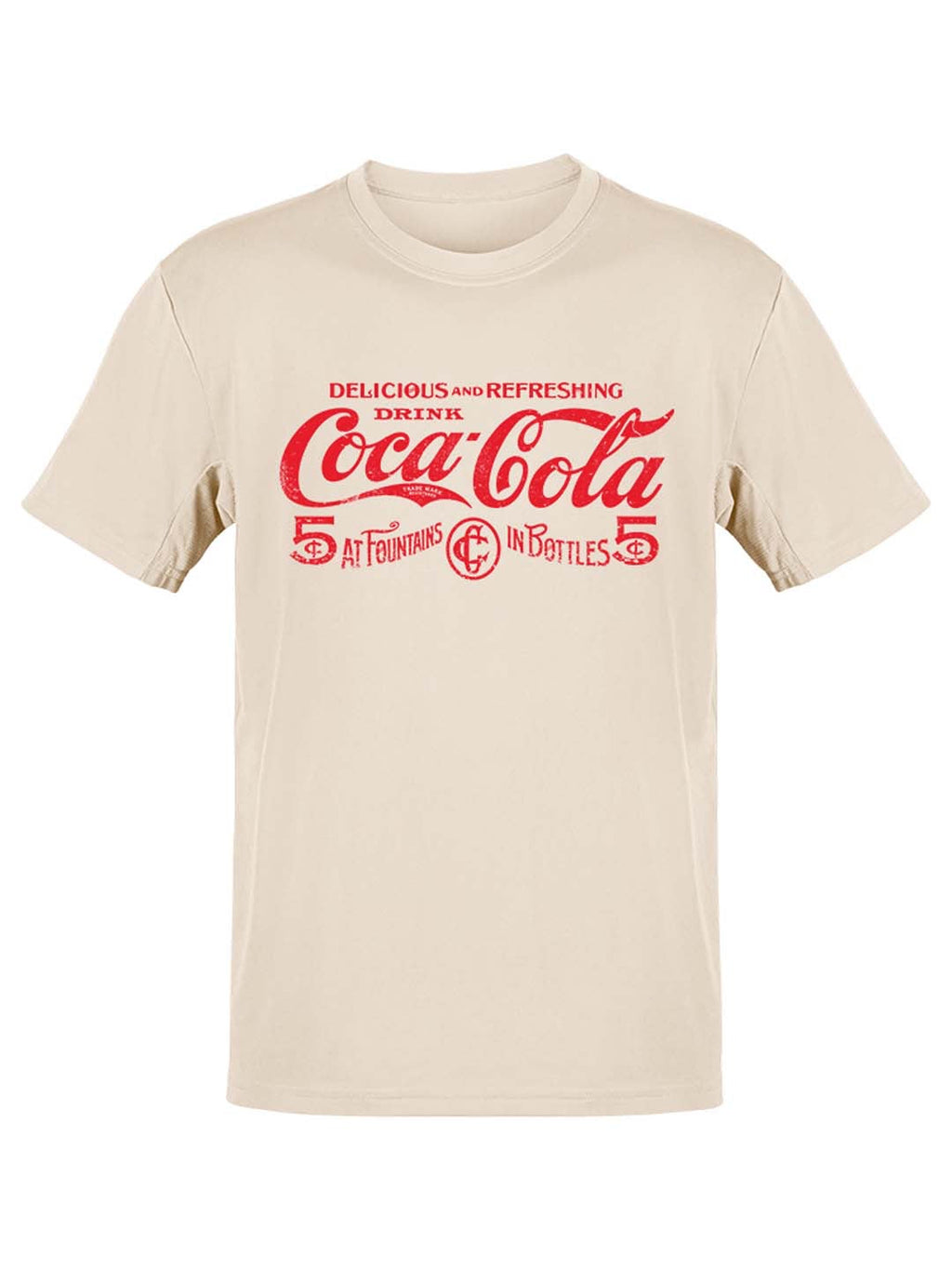 Officially Licensed Coca-Cola Logo Classic 5¢ Soda Fountain Men's T-shirt