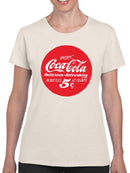 Officially Licensed Coca-Cola Retro 5¢ Bottle Cap Design Women's T-shirt