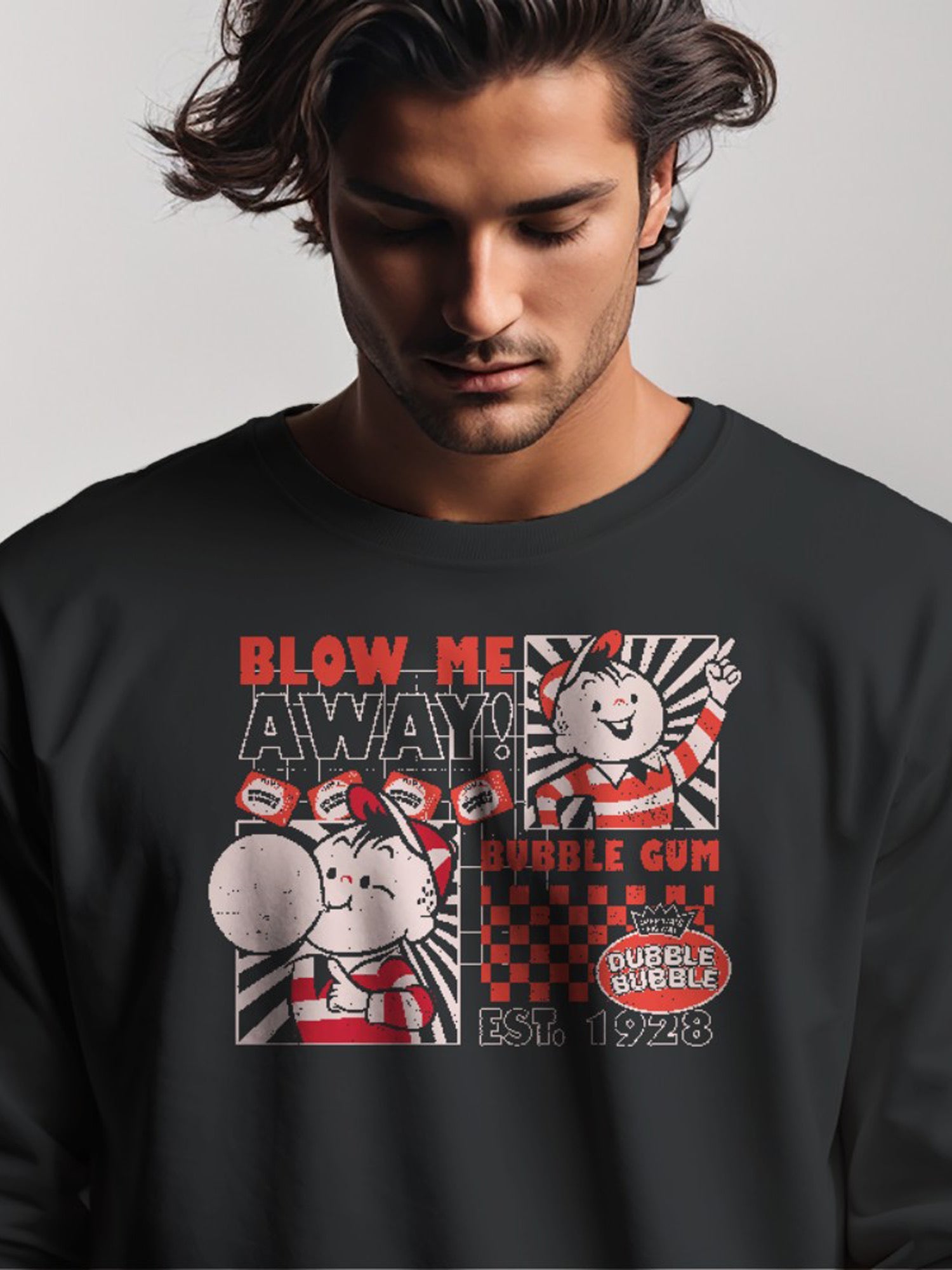 Officially Licensed Dubble Bubble Retro Gum Artwork Men's Sweatshirt