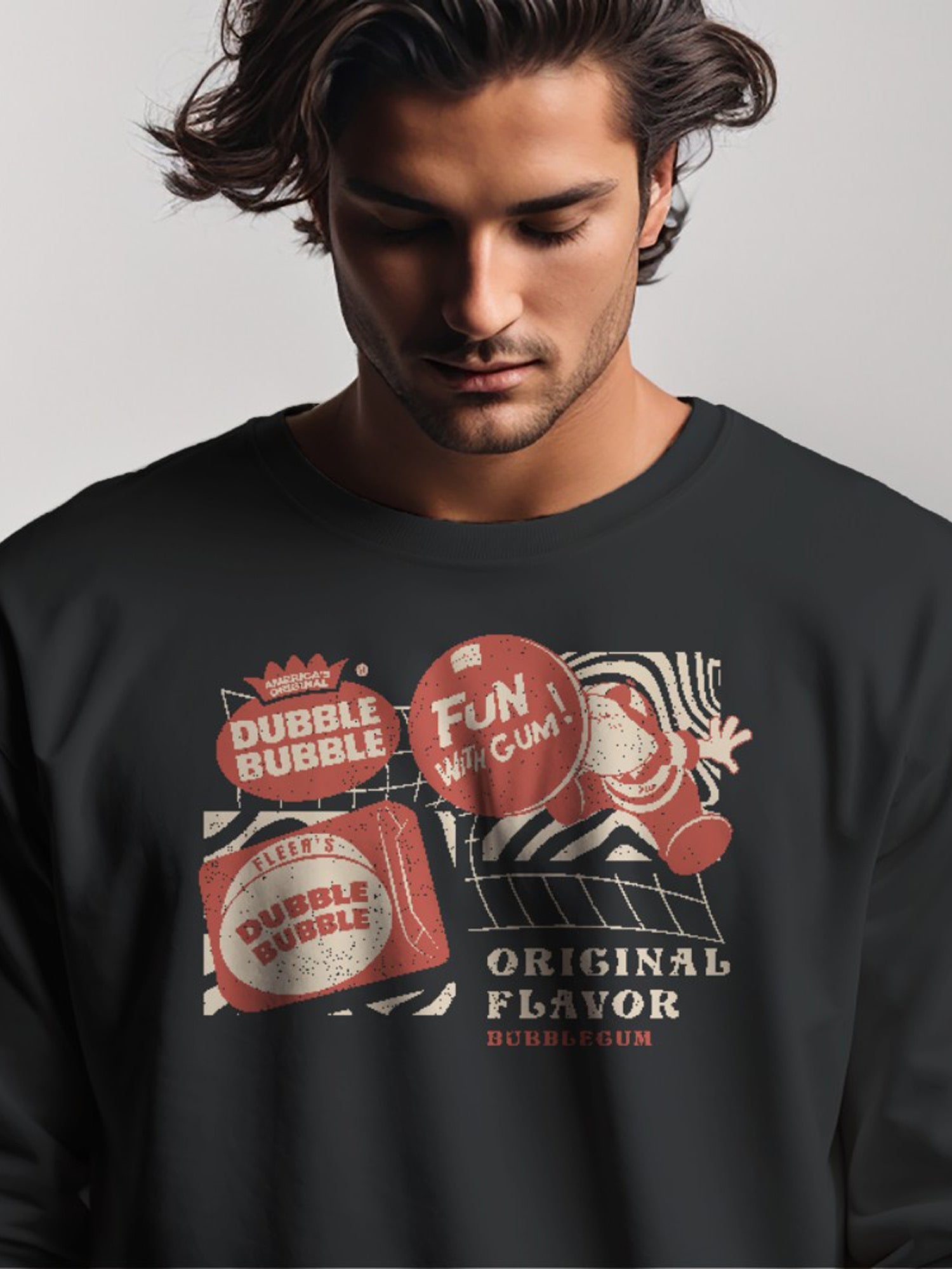 Officially Licensed Dubble Bubble Retro Gum Packaging Design Men's Sweatshirt