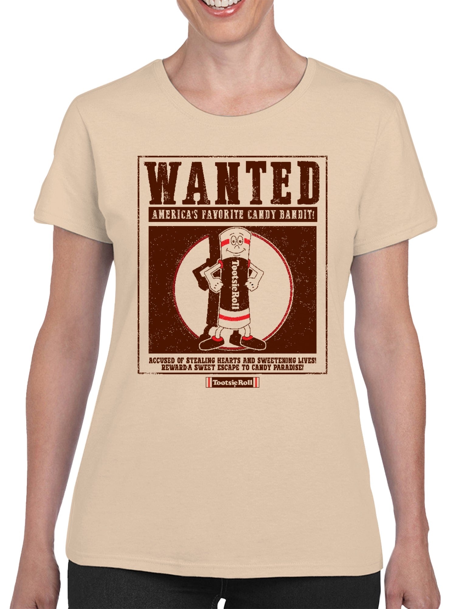 Officially Licensed Tootsie Roll Wanted: America's Favorite Candy Bandit Women's T-shirt