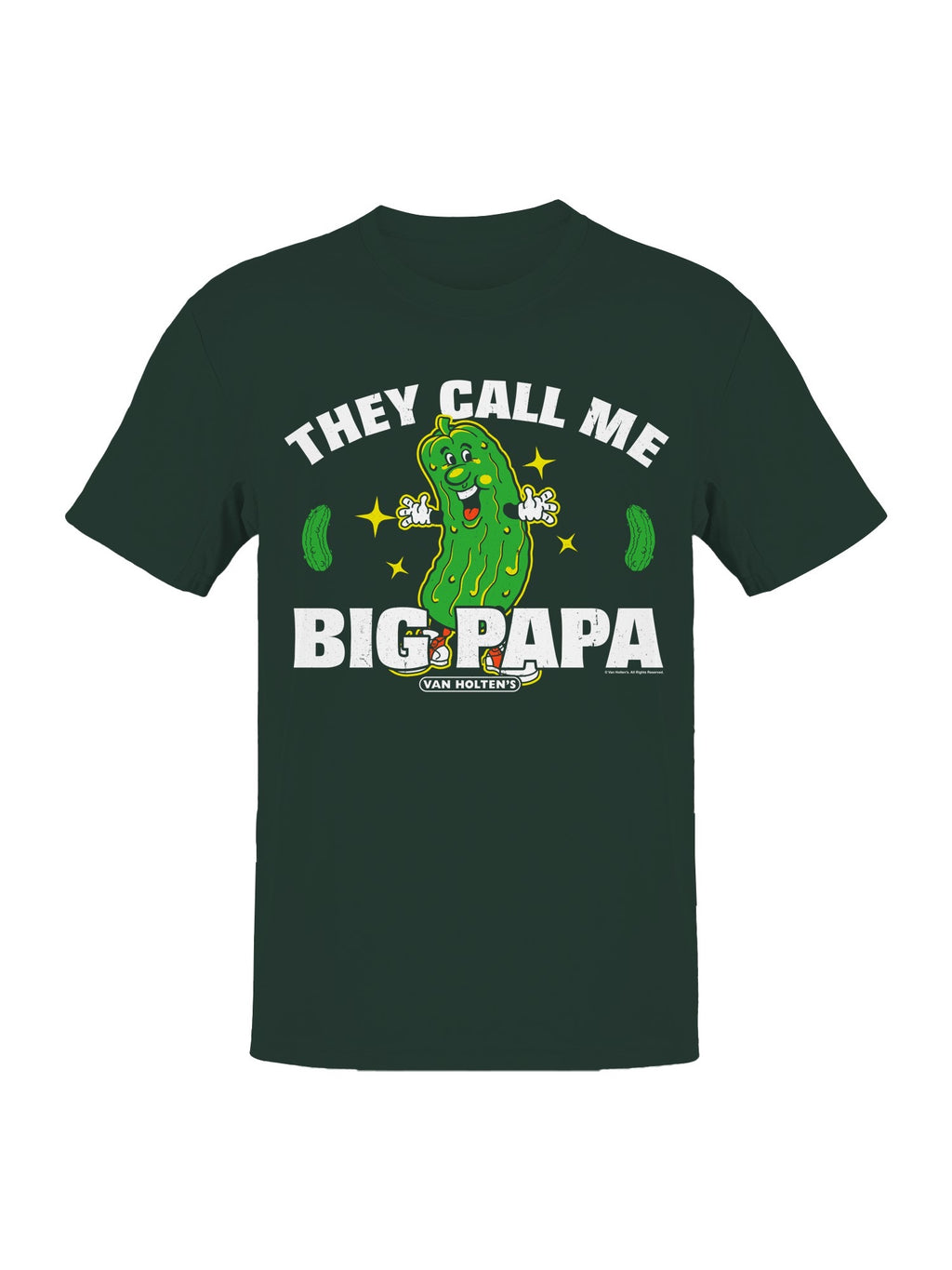 Officially Licensed Van Holten Pickles Fun Cartoon Pickle Character Design Men's T-shirt