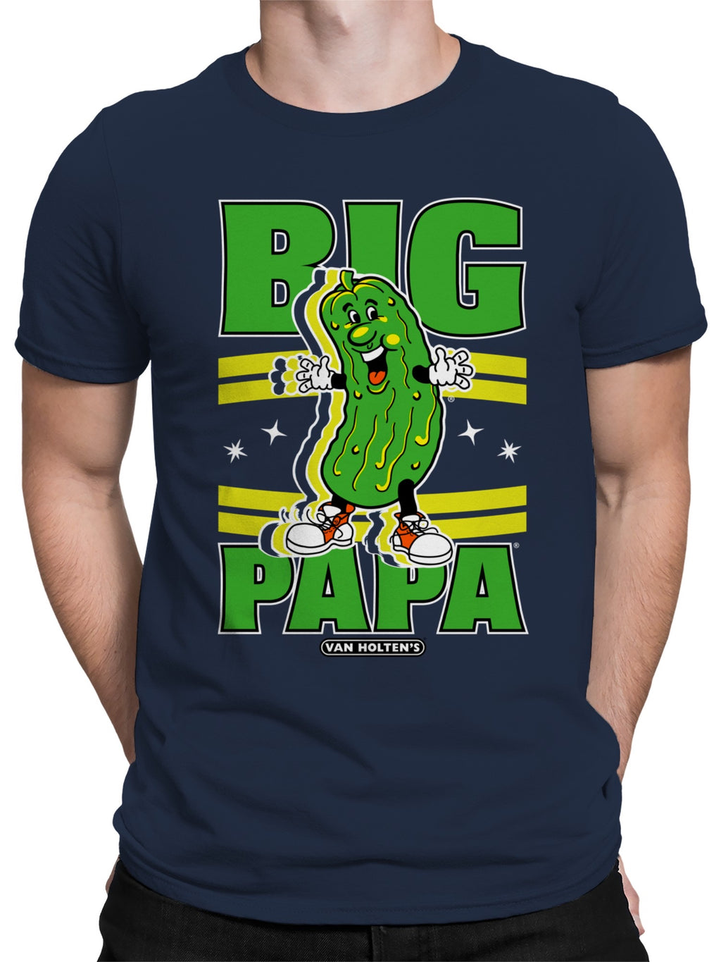Officially Licensed Van Holten Pickles Cheerful Pickle Character Design Men's T-shirt