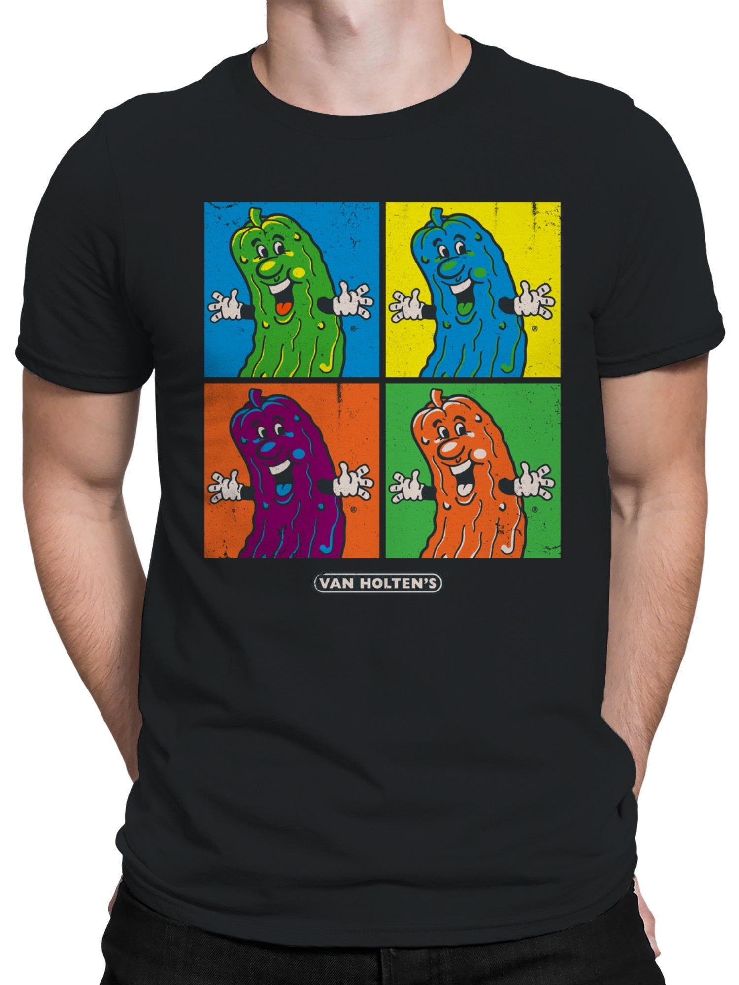 Officially Licensed Van Holten Pickles Vibrant Cartoon Pickle Characters Men's T-shirt