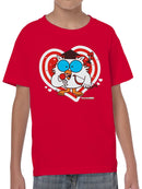 Officially Licensed Tootsie Roll Owl Love Heart Sticker Youth's T-shirt