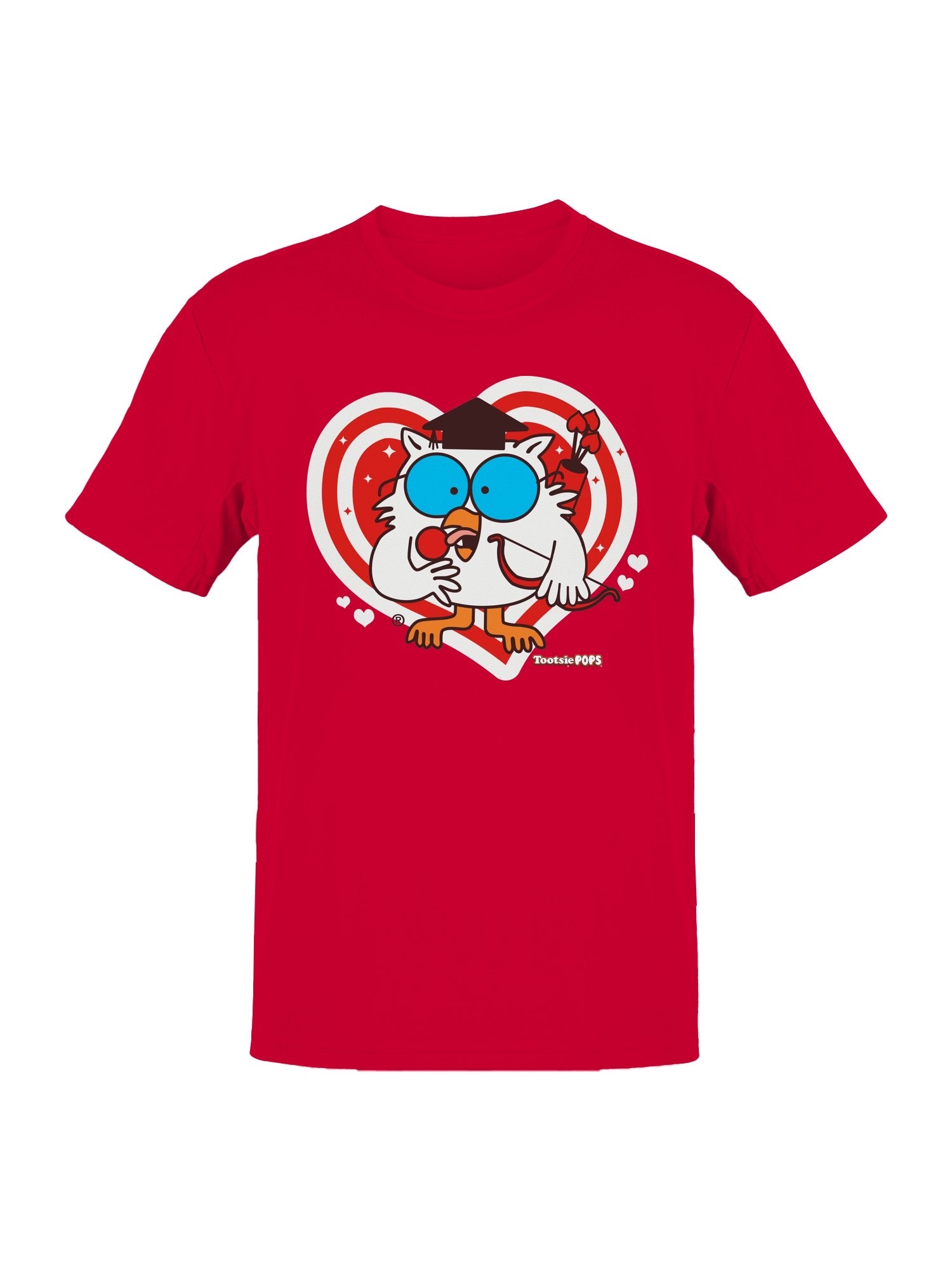 Officially Licensed Tootsie Roll Owl Love Heart Sticker Men's T-shirt