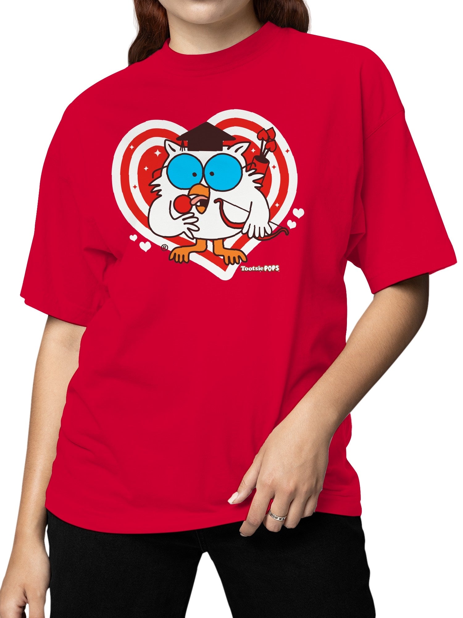 Officially Licensed Tootsie Roll Owl Love Heart Sticker Women's T-shirt