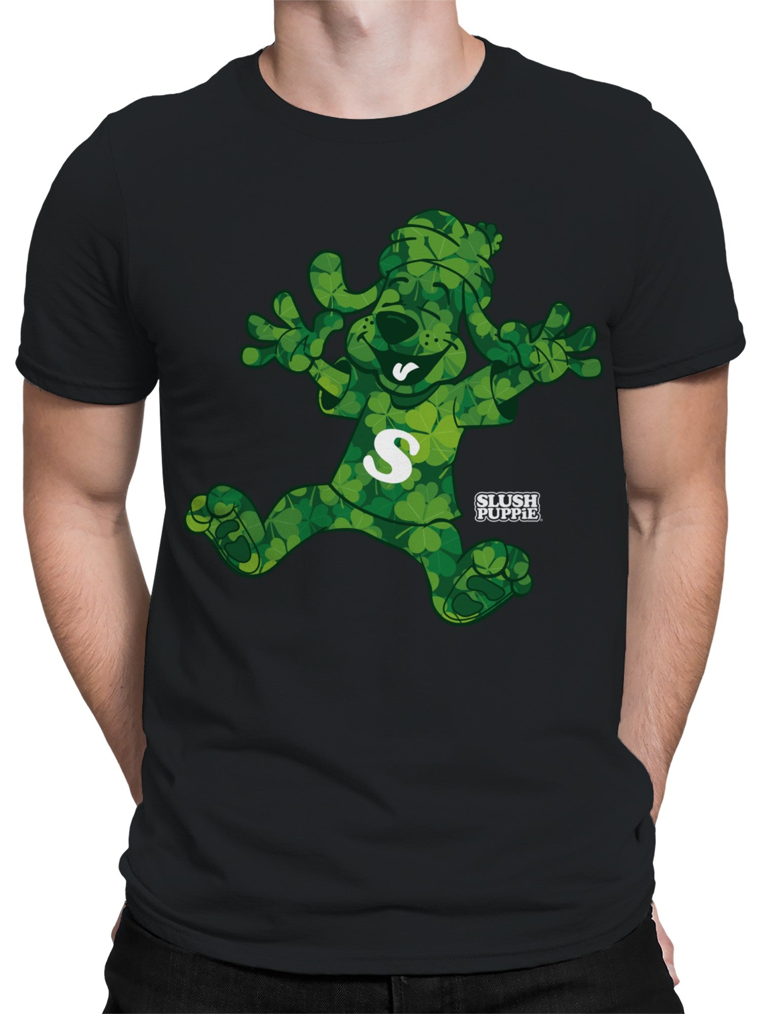 Officially Licensed Slush Puppie Green Clover Dog Plush Toy Men's T-shirt