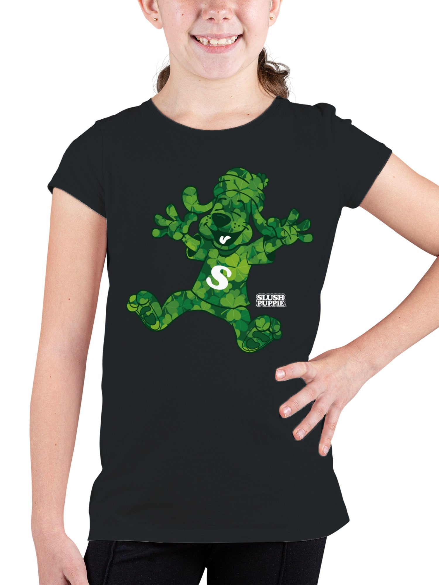 Officially Licensed Slush Puppie Green Clover Dog Plush Toy Youth's T-shirt