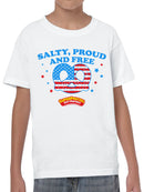 Officially Licensed Super Pretzel Salty, Proud, and Free Pretzel Youth's T-shirt