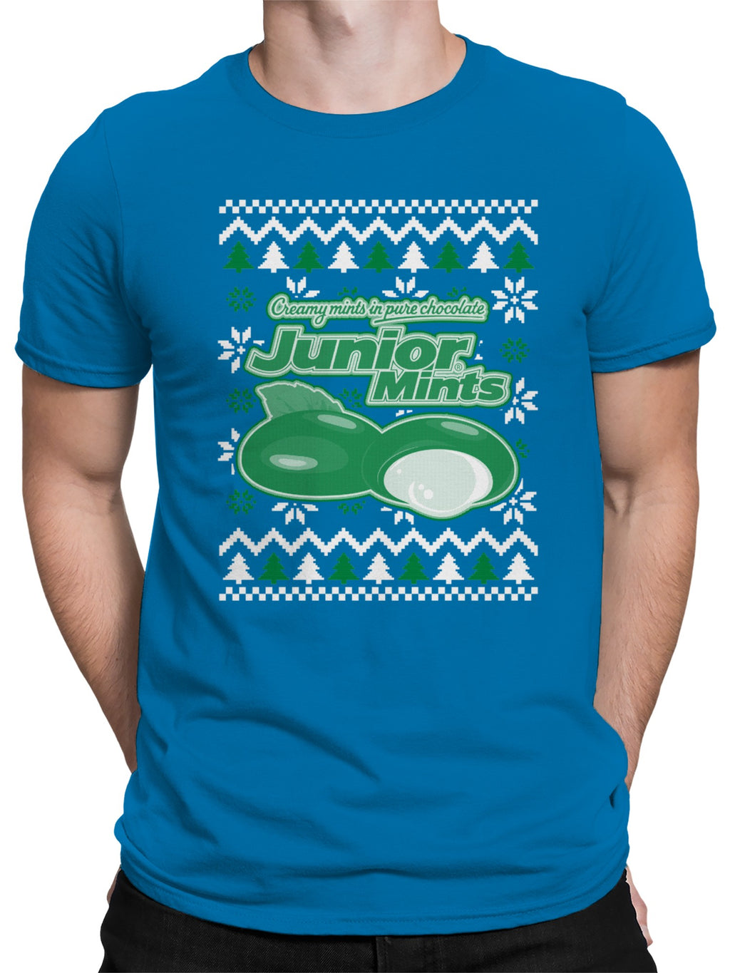 Officially Licensed Junior Mints Minty Holiday Design Men's T-shirt