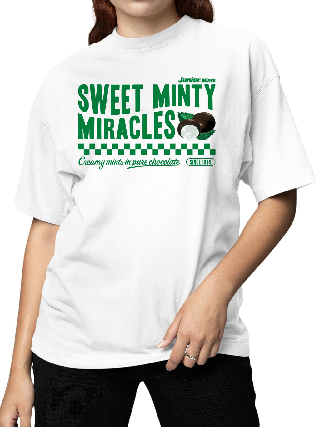 Officially Licensed Junior Mints Sweet Minty Miracles Design Women's T-shirt