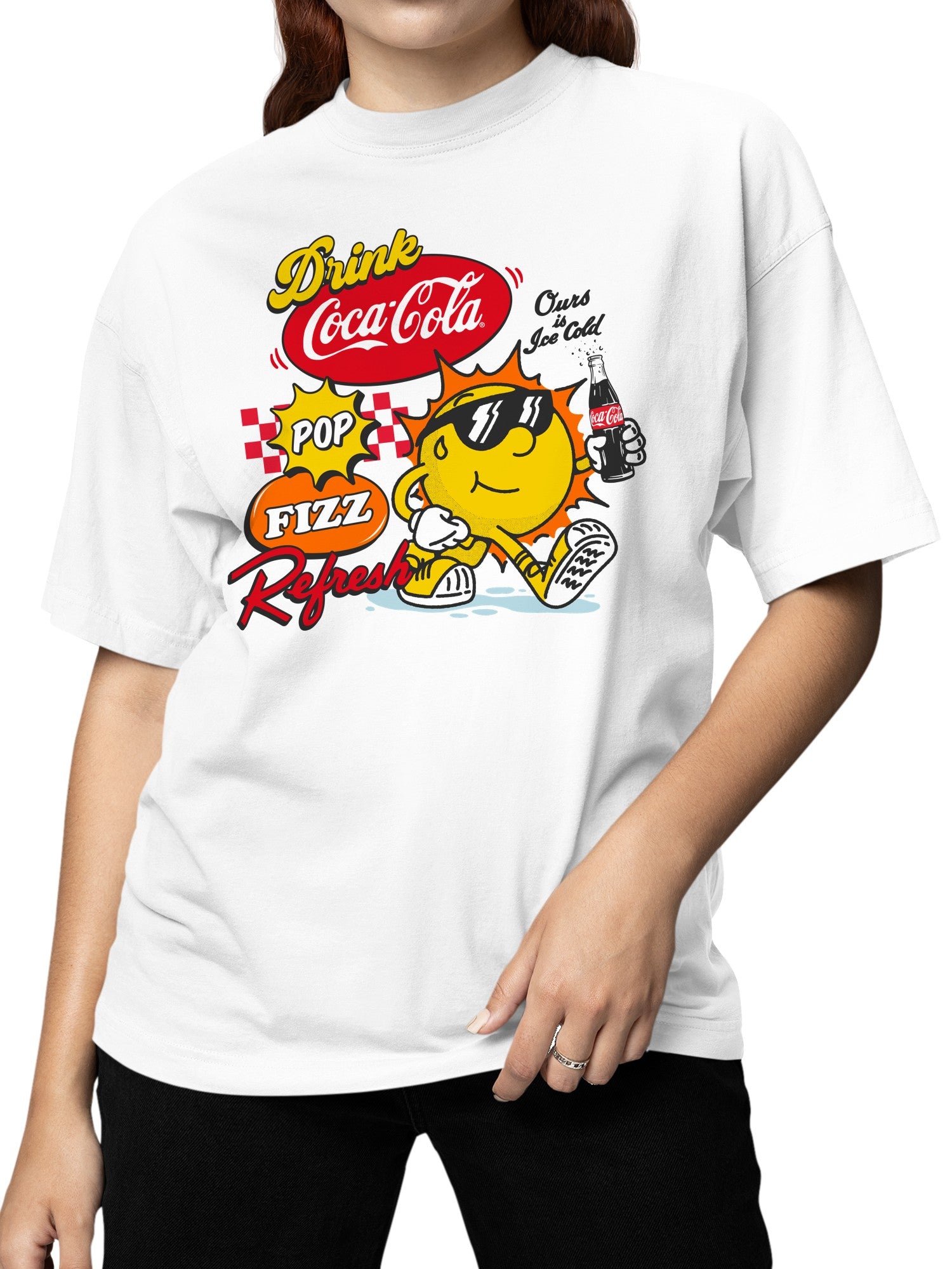 Officially Licensed Coca Cola Retro Coke Pop Fizz Refresh Women's T-shirt