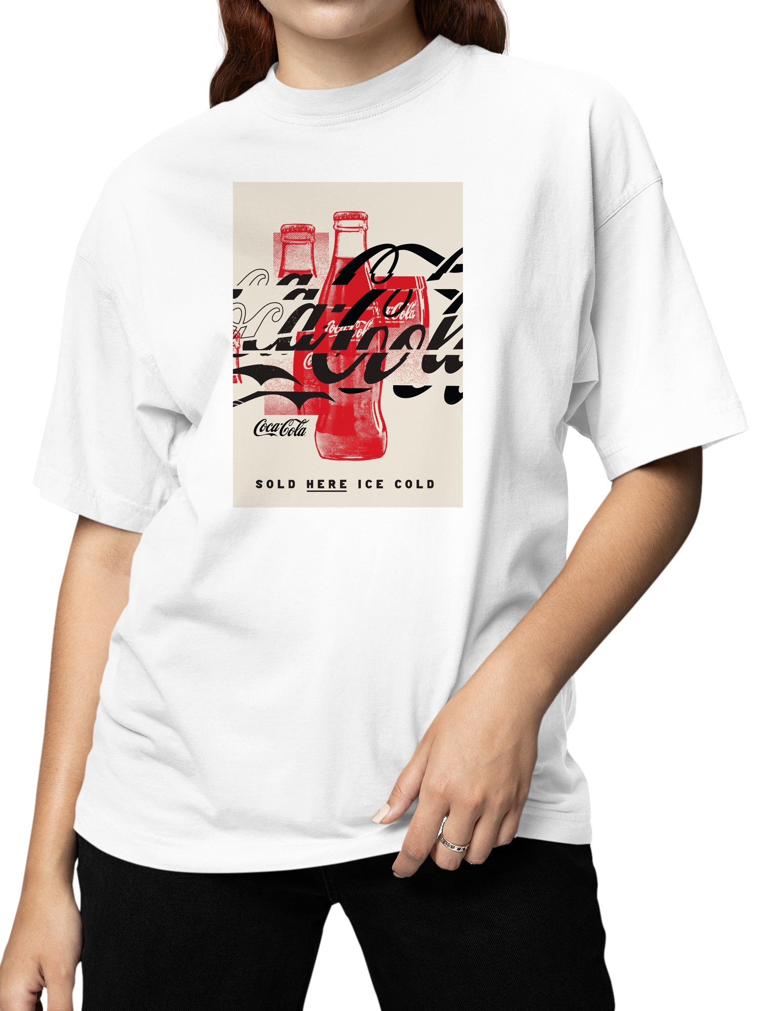Officially Licensed Coca Cola Classic Coke Bottles Design Women's T-shirt
