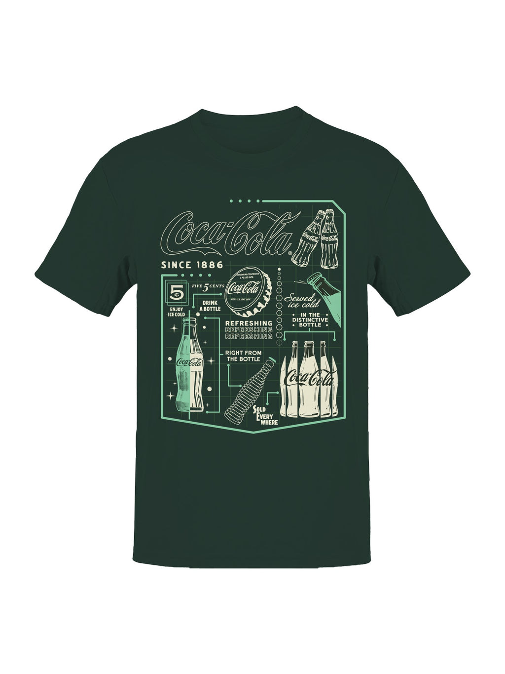 Officially Licensed Coca Cola Retro Refreshing Design Men's T-shirt