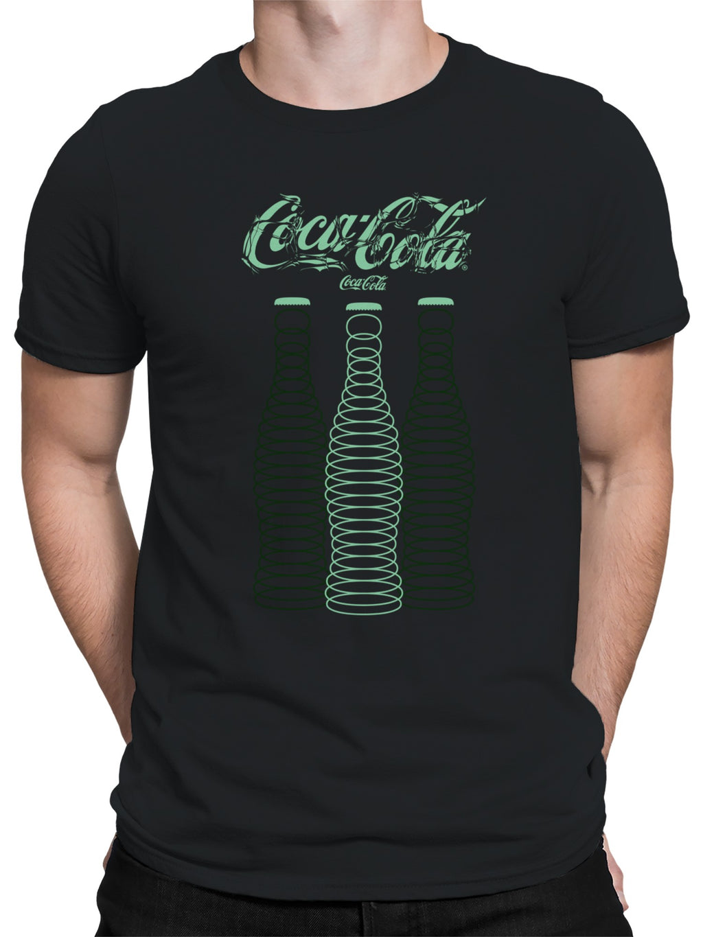 Officially Licensed Coca Cola Retro Coke Neon Bottles Men's T-shirt