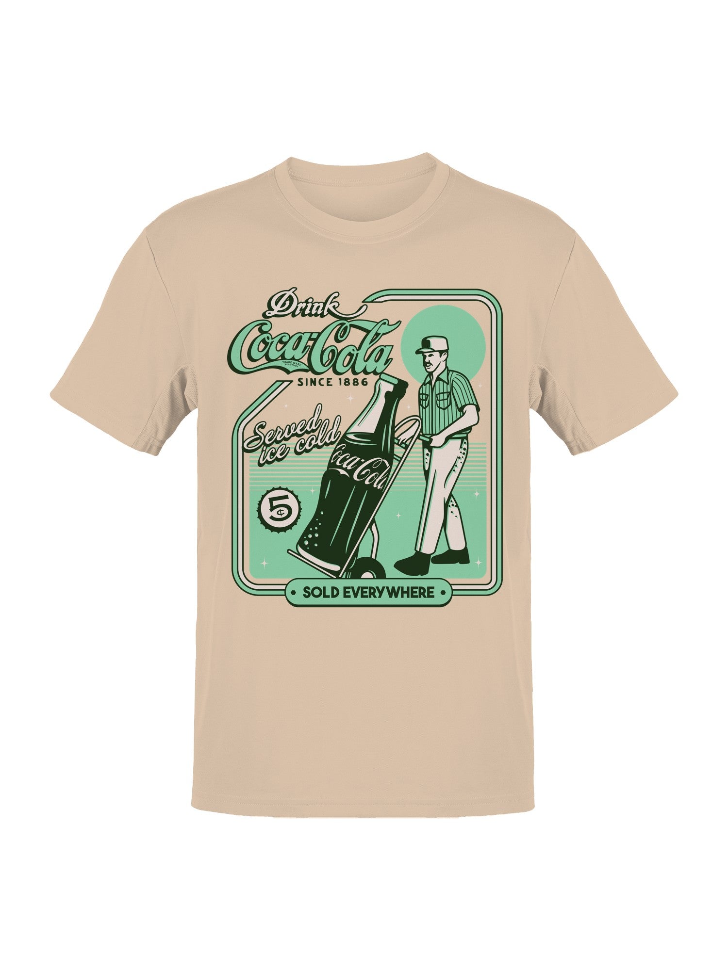 Officially Licensed Coca Cola Vintage Sign Design Men's T-shirt