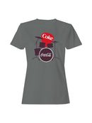 Officially Licensed Coca Cola Coke Drum Set Logo Art Women's T-shirt