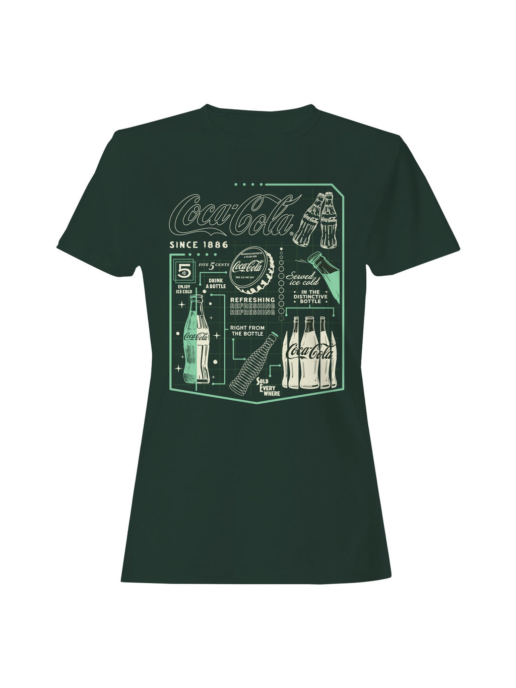 Officially Licensed Coca Cola Retro Refreshing Design Women's T-shirt