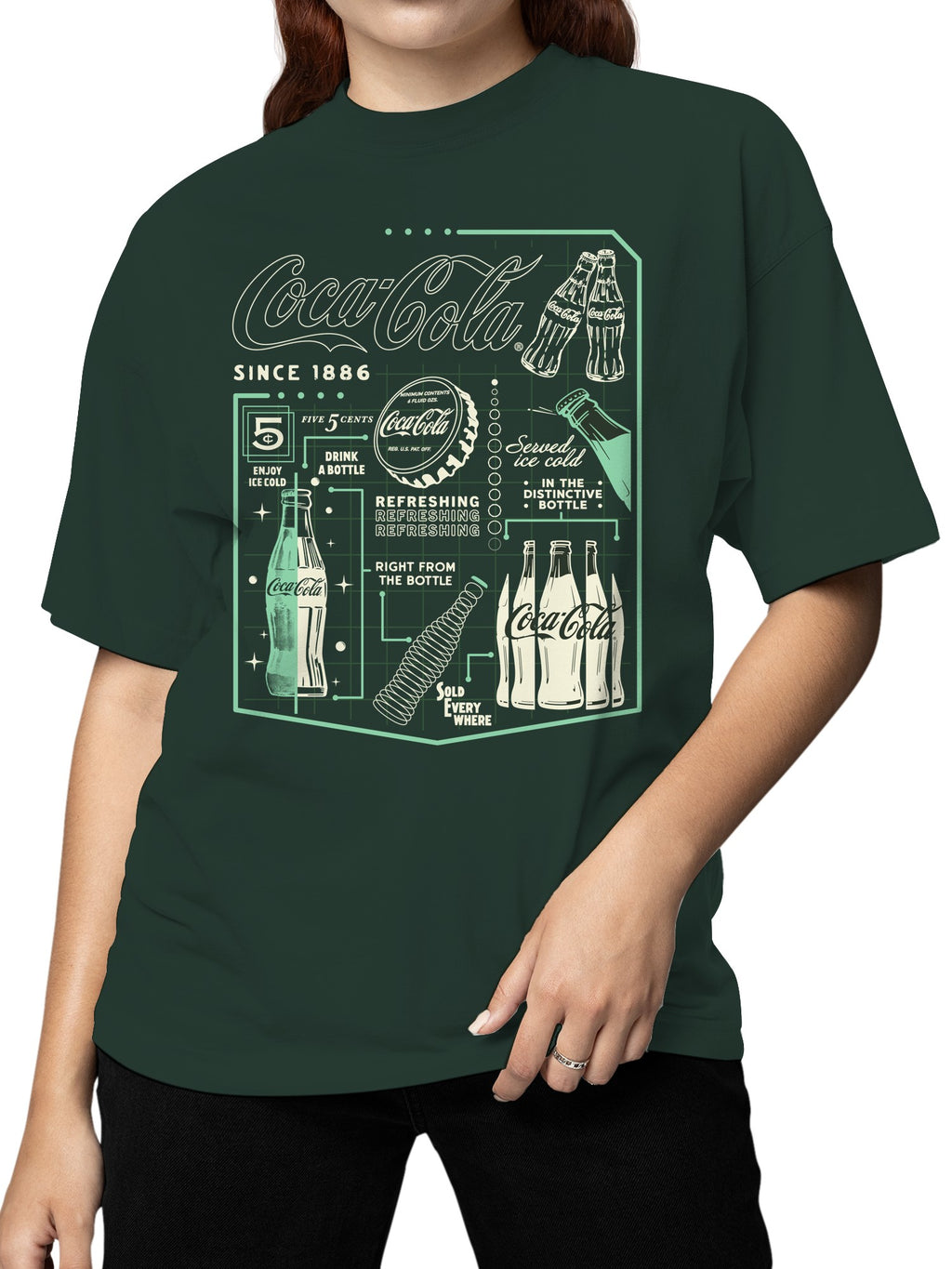 Officially Licensed Coca Cola Retro Refreshing Design Women's T-shirt