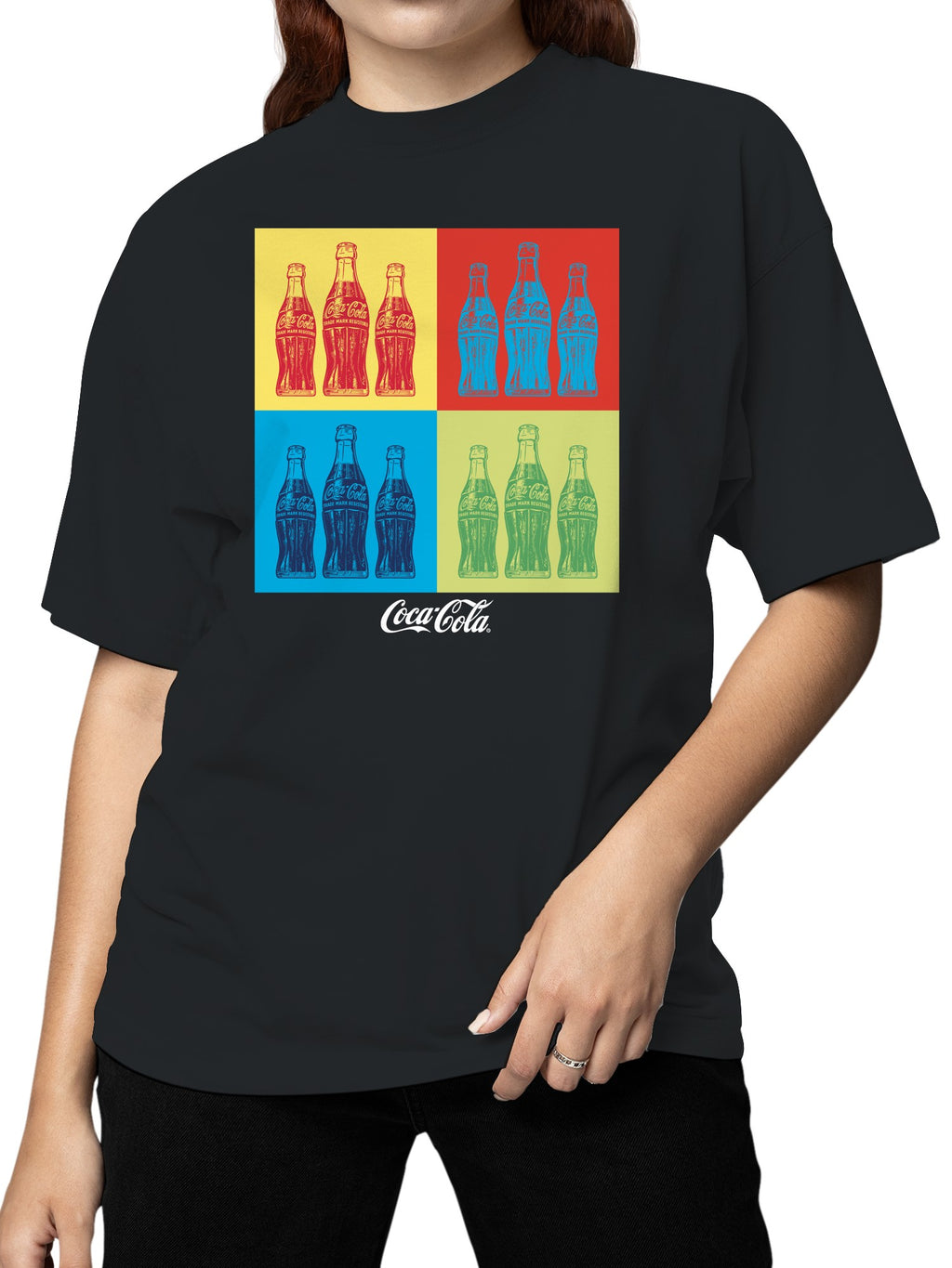 Officially Licensed Coca Cola Pop Art Bottle Grid Women's T-shirt