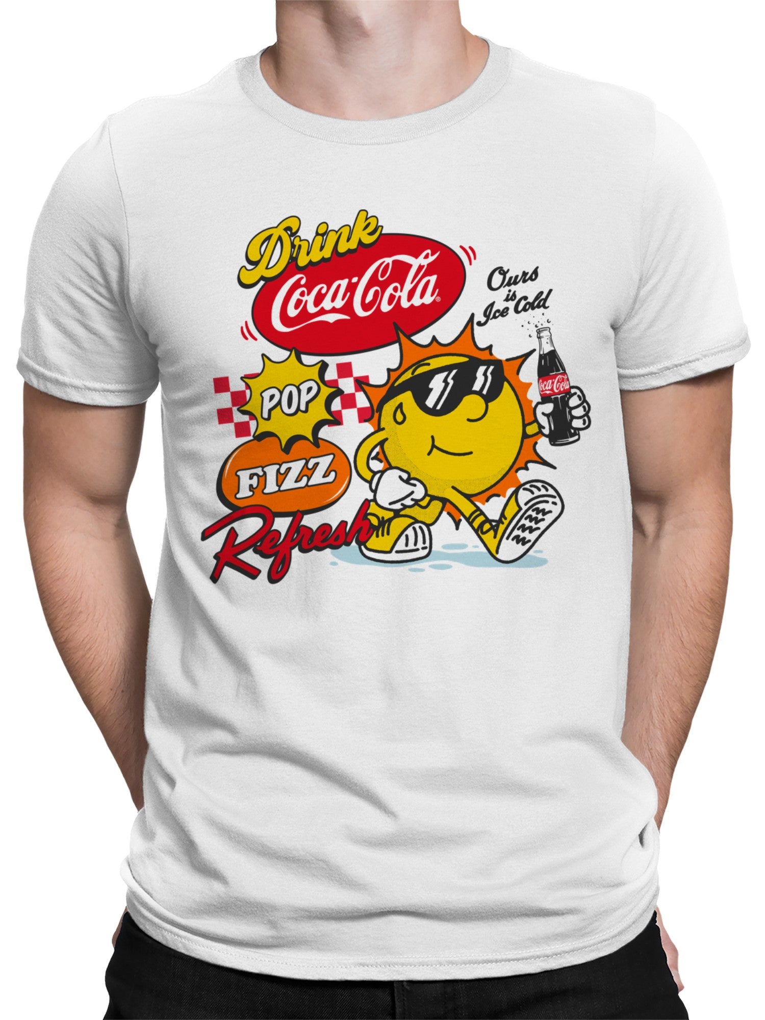 Officially Licensed Coca Cola Retro Coke Pop Fizz Refresh Men's T-shirt