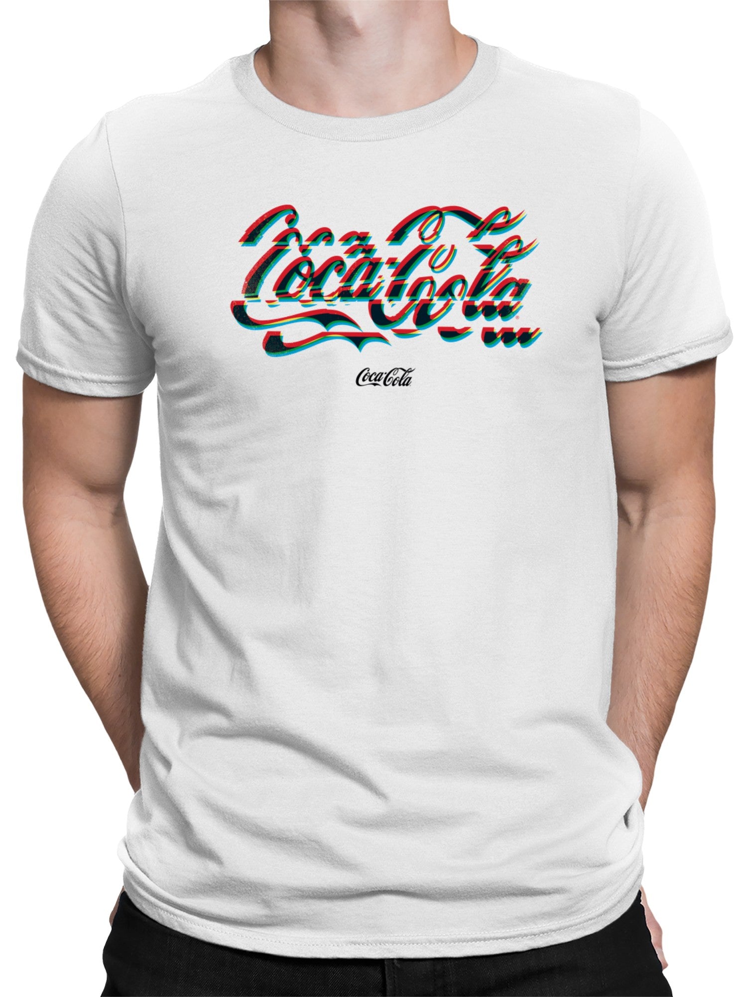 Officially Licensed Coca Cola Glitch Effect Design Men's T-shirt