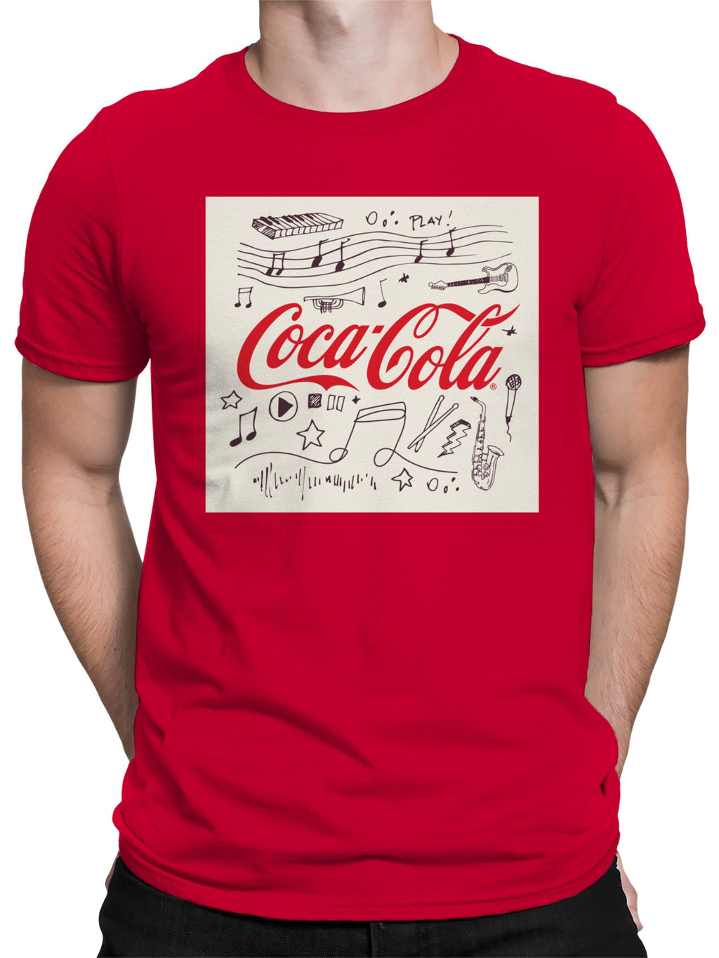 Officially Licensed Coca Cola Musical Icon Art Men's T-shirt