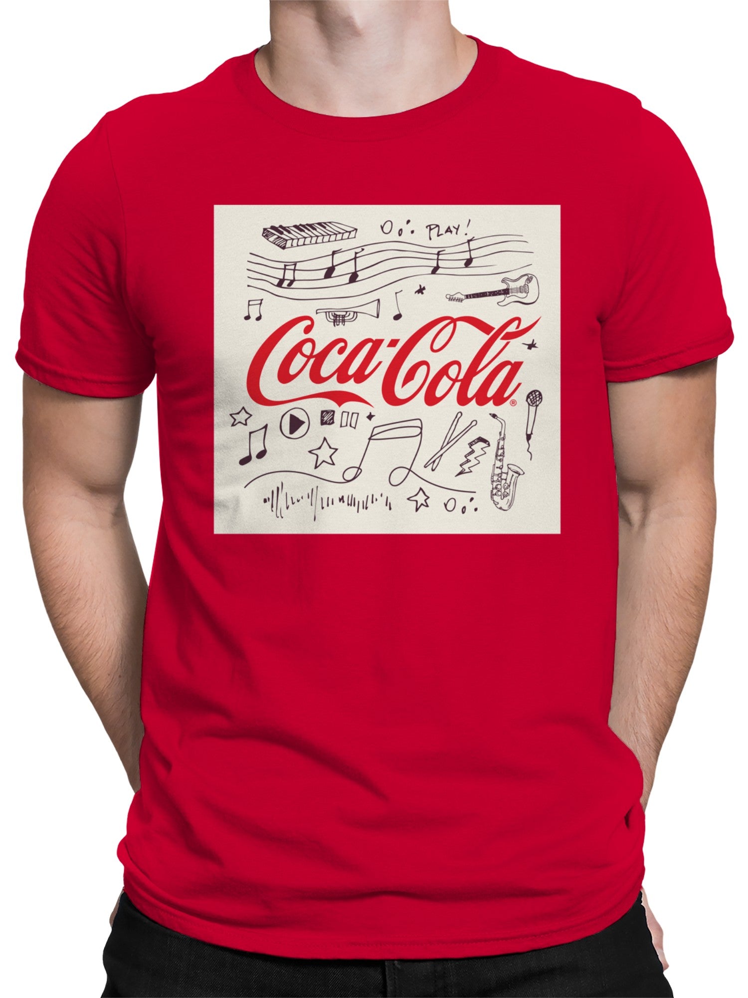 Officially Licensed Coca Cola Musical Icon Art Men's T-shirt