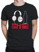Officially Licensed Coca Cola Headphones & Smile Men's T-shirt