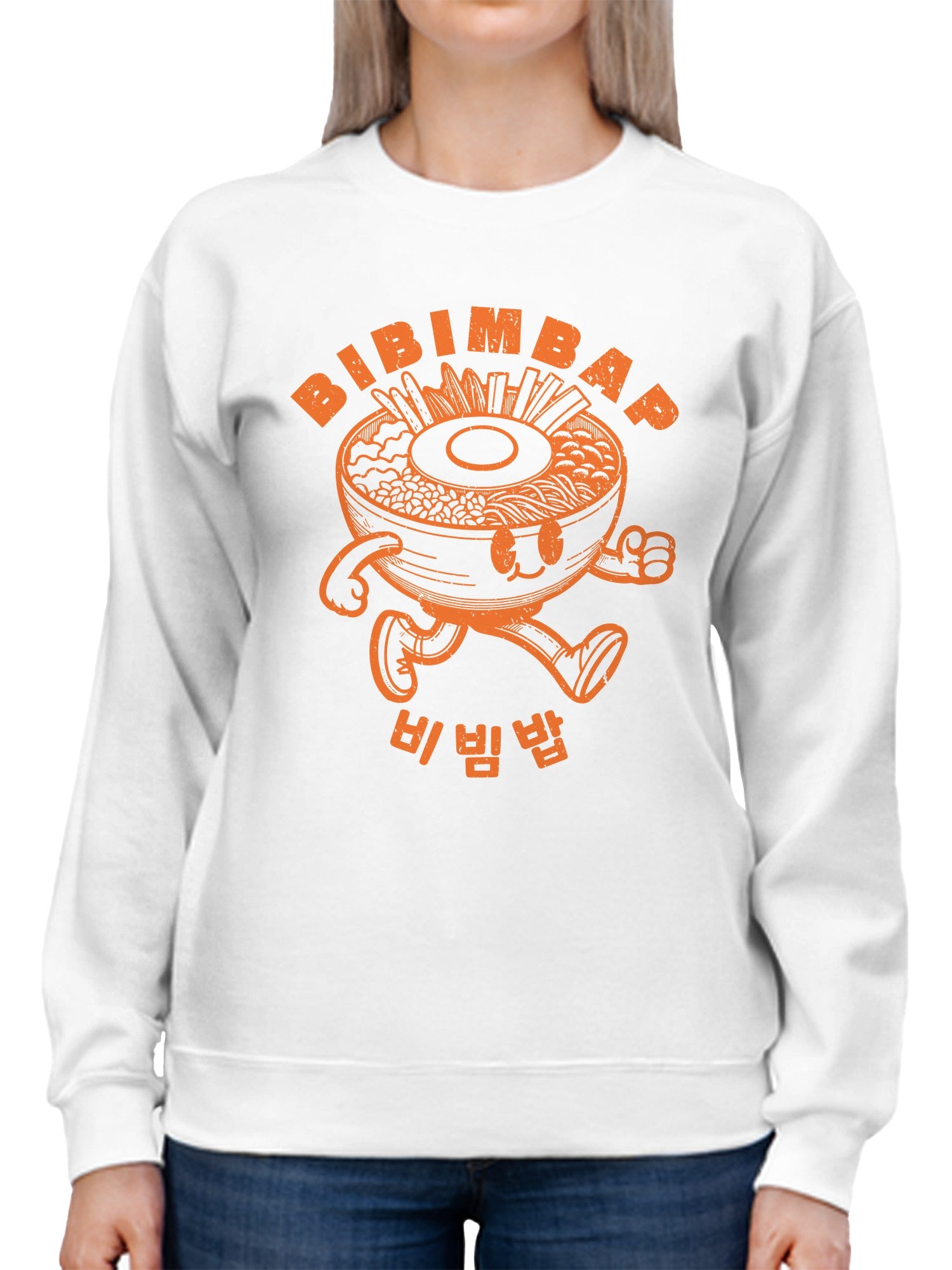 Bibimbap Cartoon with Korean Text Women's Sweatshirt