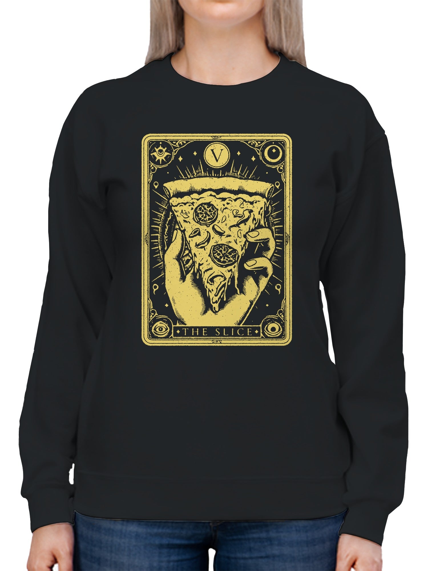 Tarot Card Style Pizza Slice Women's Sweatshirt