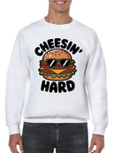 Cheesin' Hard Burger Fun Men's Sweatshirt