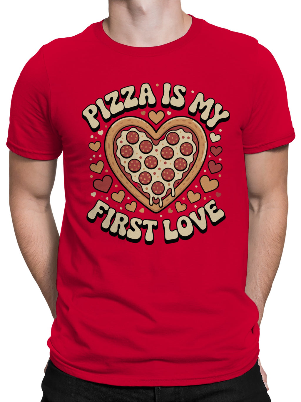 Heart-Shaped Pizza Love Men's T-shirt