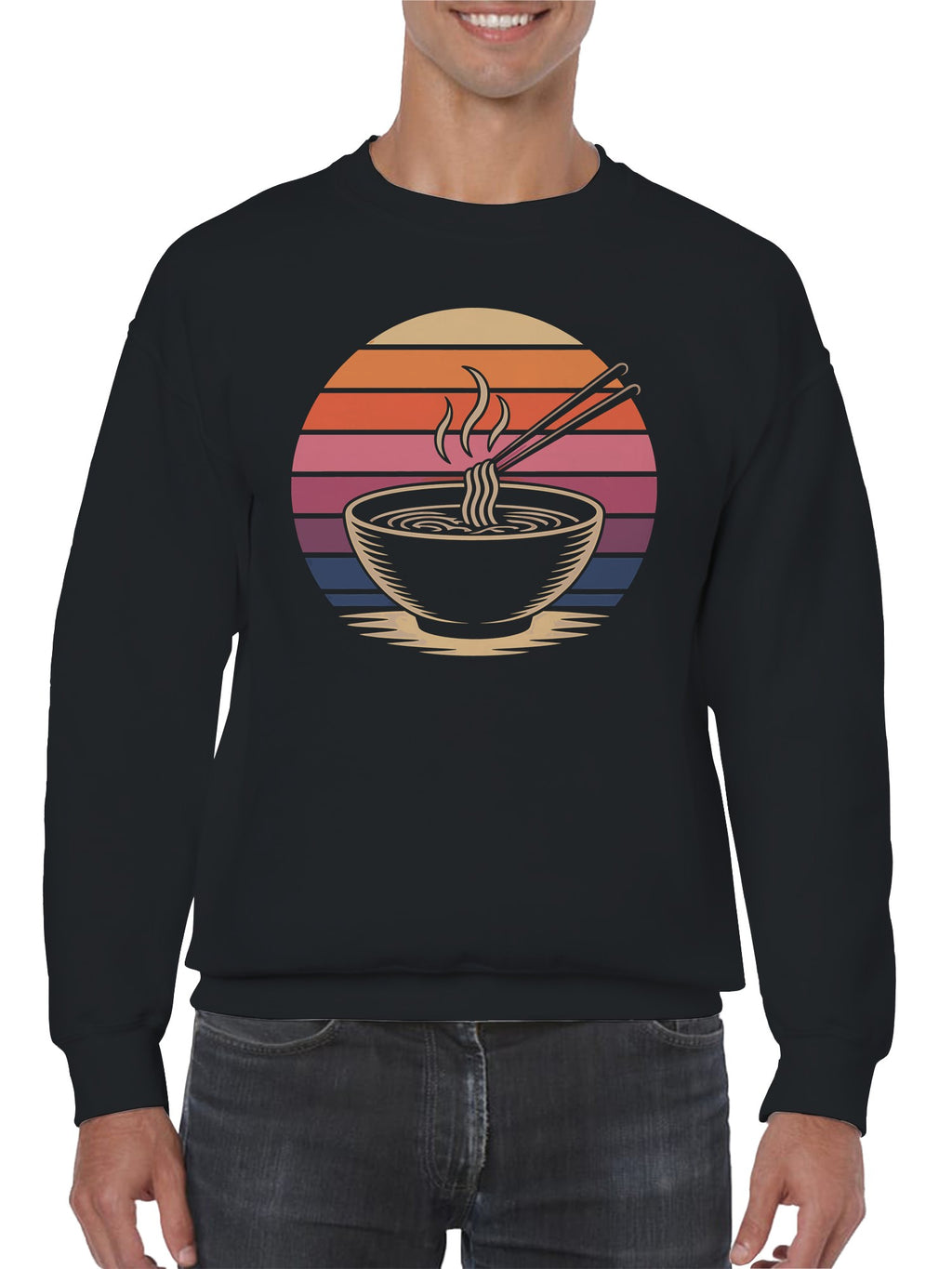 Retro Sunset Ramen Bowl Art Men's Sweatshirt