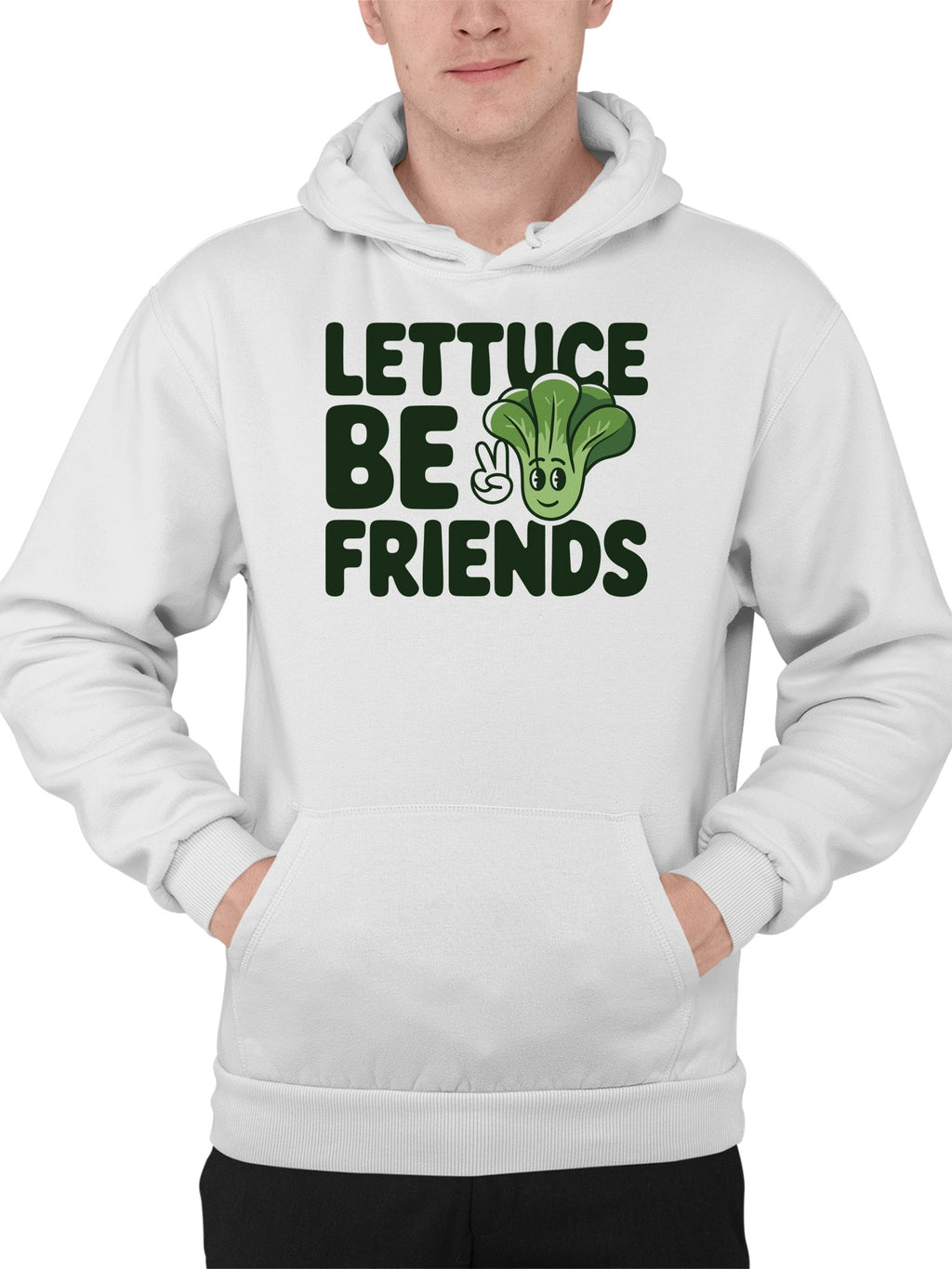 Lettuce Be Friends Cartoon Art Men's Hoodie