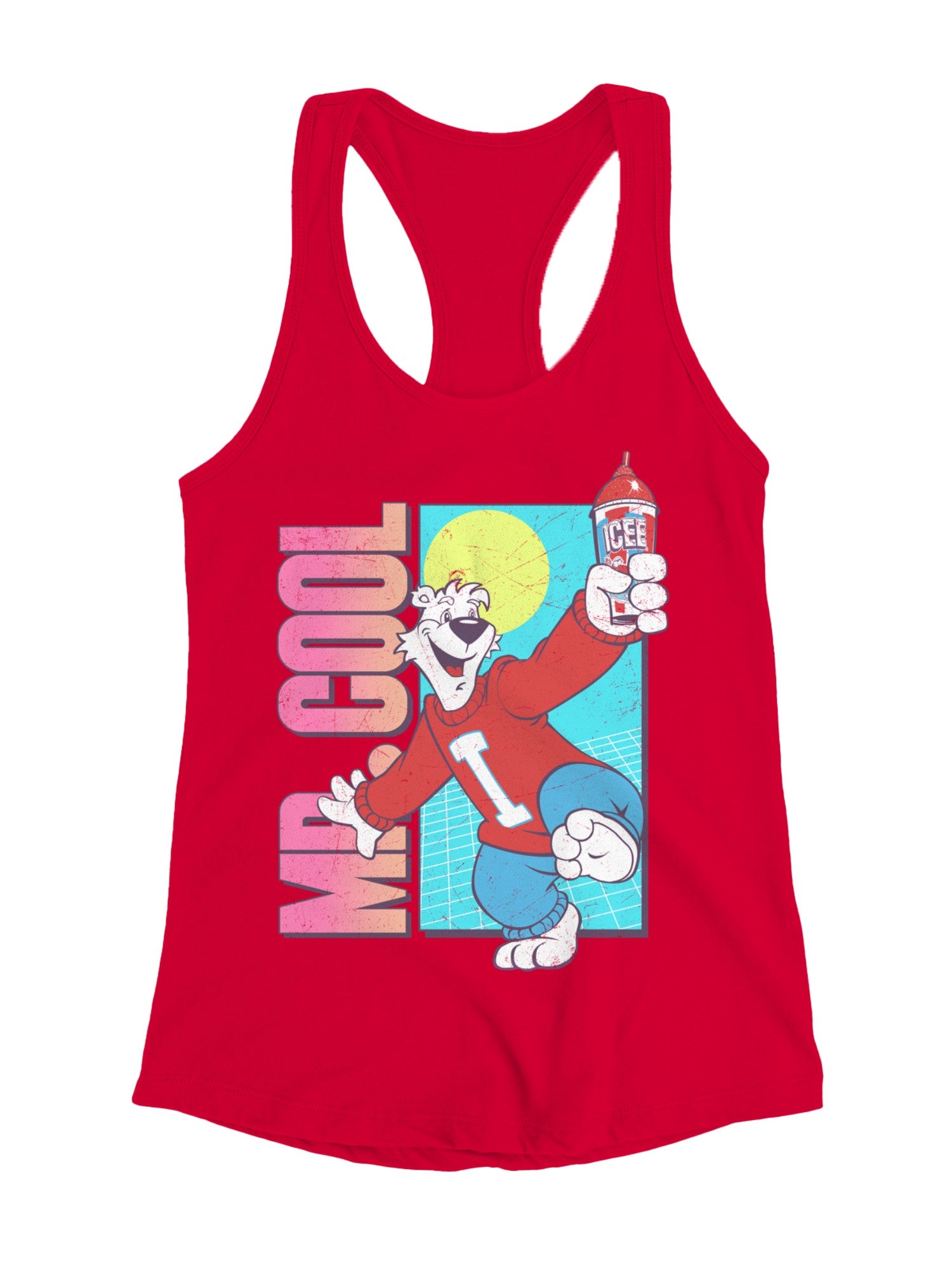 Officially Licensed Icee Mr. Cool Bear Fun Retr Women's Racerback Tank