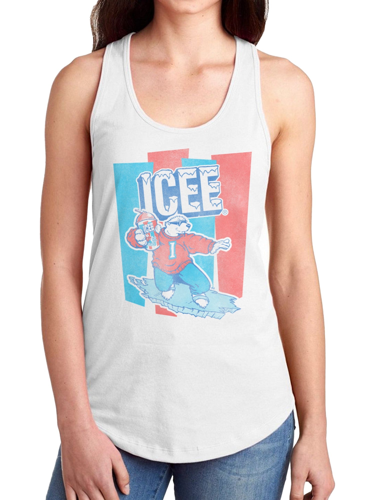 Officially Licensed Icee Polar Bear Surfing Chill Women's Racerback Tank