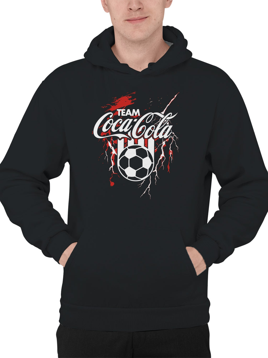 Officially Licensed Coca Cola Team Coca-Cola Soccer Splash Art Men's Hoodie