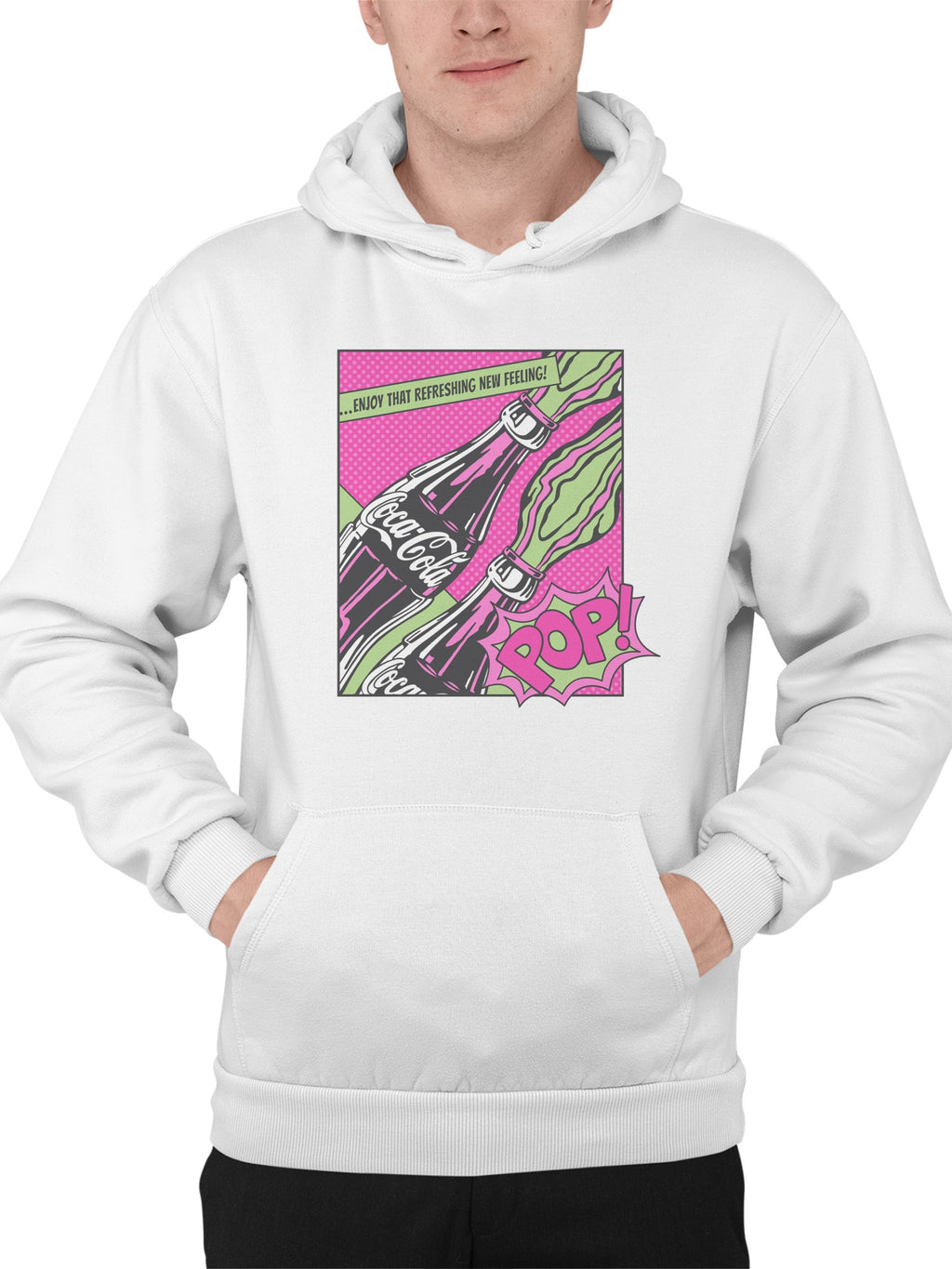 Officially Licensed Coca Cola Retro Pop Art Refreshment Design Men's Hoodie
